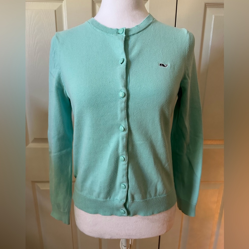 Vineyards Vines Cardigan Sweater, Seafoam Green, size Small